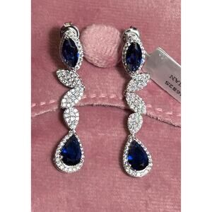 NWT Suzy Levian Sterling silver blue sapphire & white sapphire drop earrings